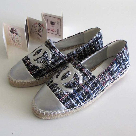 new CHANEL interlocking CC logo tweed espadrilles 40 Spain - Picture 1 of 9